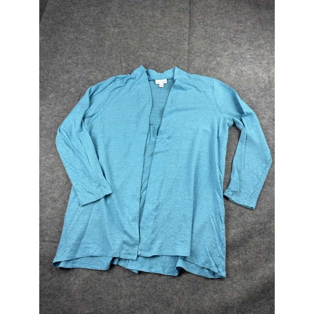 J. Jill Love Linen Women's M Blue Open Front Cardigan Sweater 100% Linen SEE